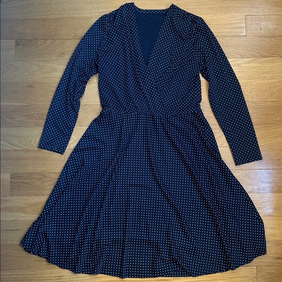 Dresses & Skirts - Vintage Navy Blue Polka Dot Dress - Perfect for Spring!